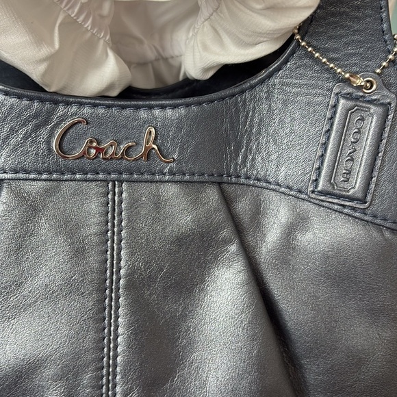 Coach  Lexy shoulder bag  Satchel  leather  metallic Steel blue  pristine 3 Comp - Picture 9 of 15